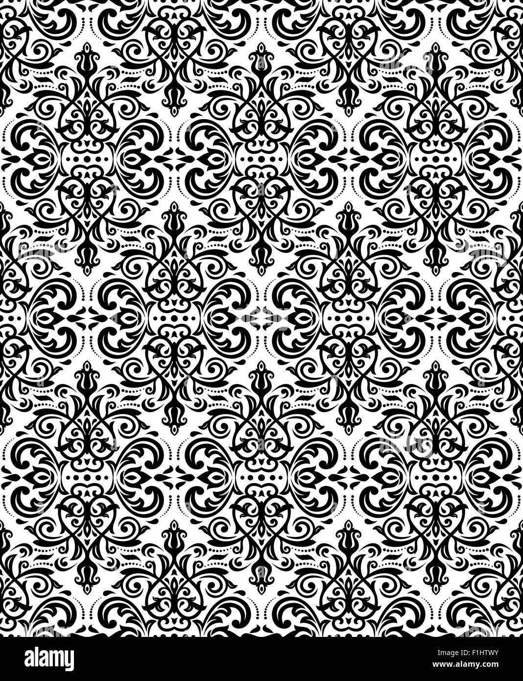 Damask Seamless Vector Black and White Pattern Stock Vector Image & Art ...