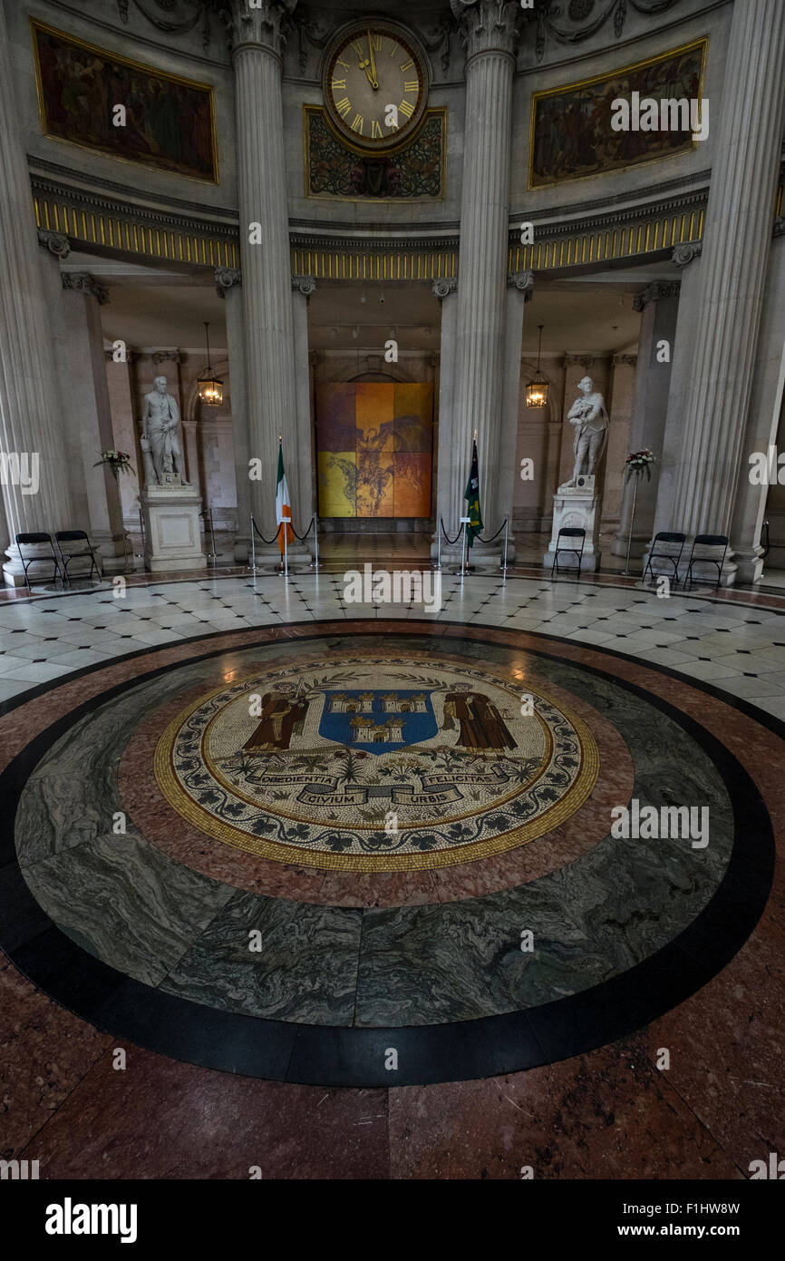 Interior view of Dublins city hall, formerly the Royal Exchange, Georgian architecture on Dame Street, Dublin, Ireland. Stock Photo