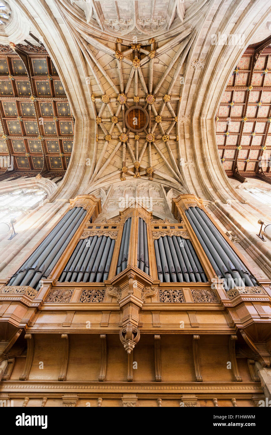 Organ of Great Malvern Priory, Worcestershire Stock Photo