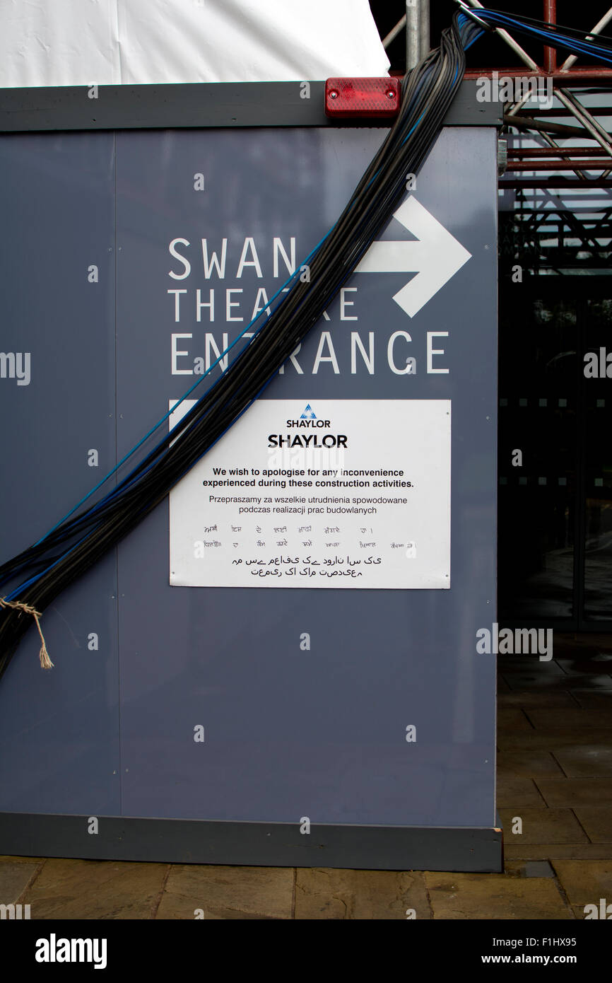 The Swan wing of the RSC Theatre building during repair work, Stratford-upon-Avon, UK Stock Photo