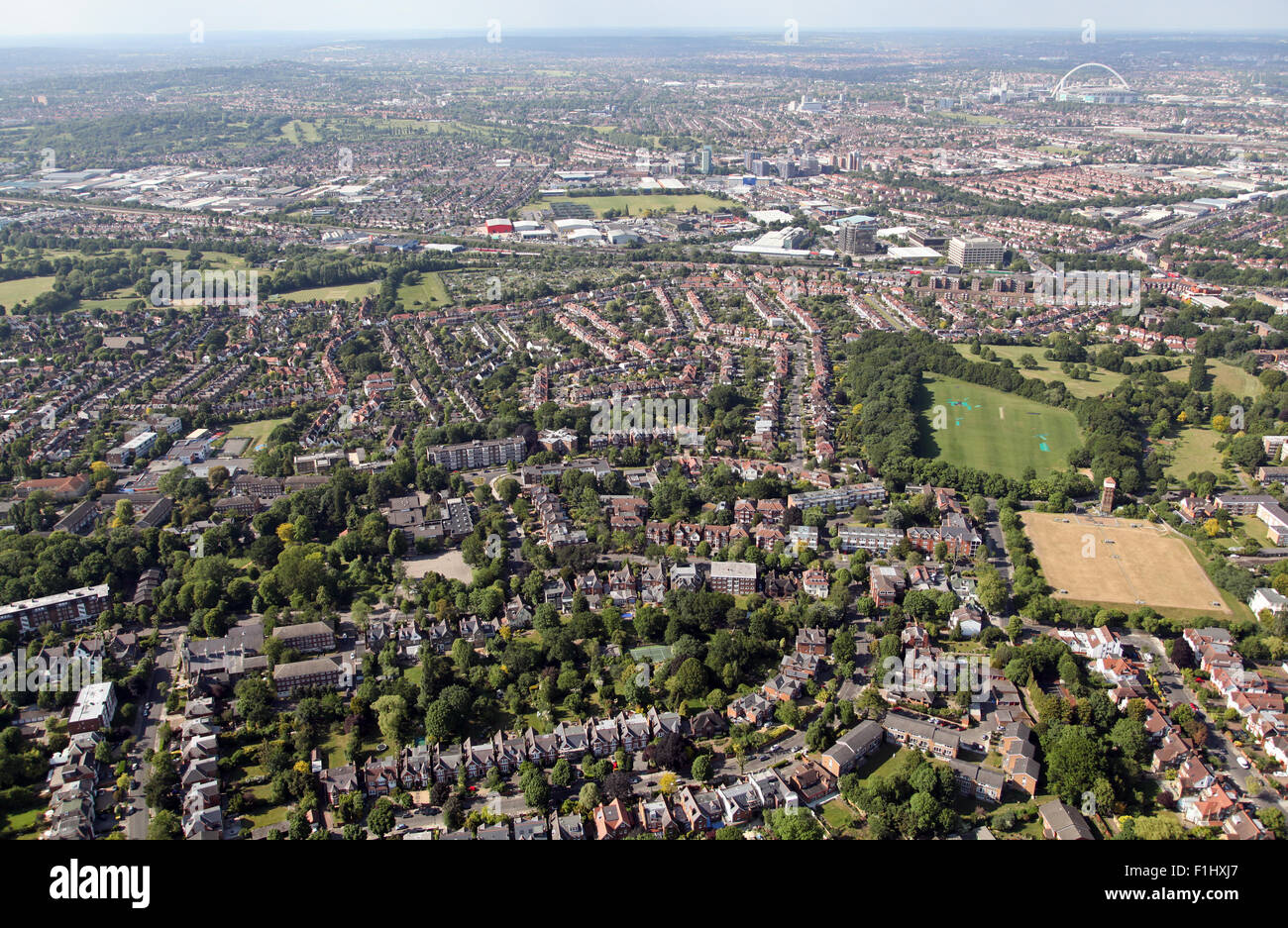 aerial view of Ealing looking north towards Wembley, London, UK Stock Photo