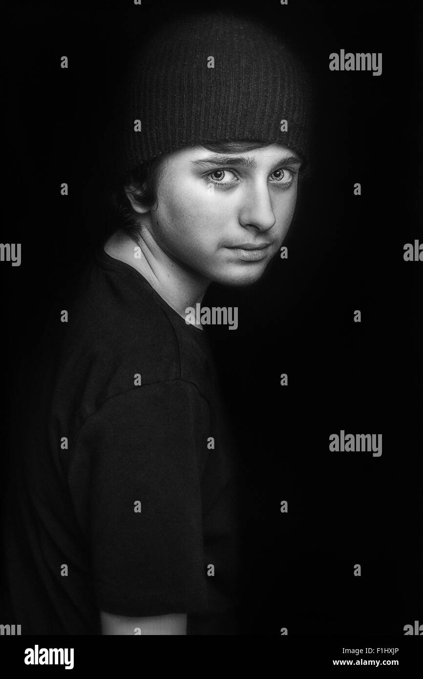 Teen boy model Black and White Stock Photos & Images - Alamy
