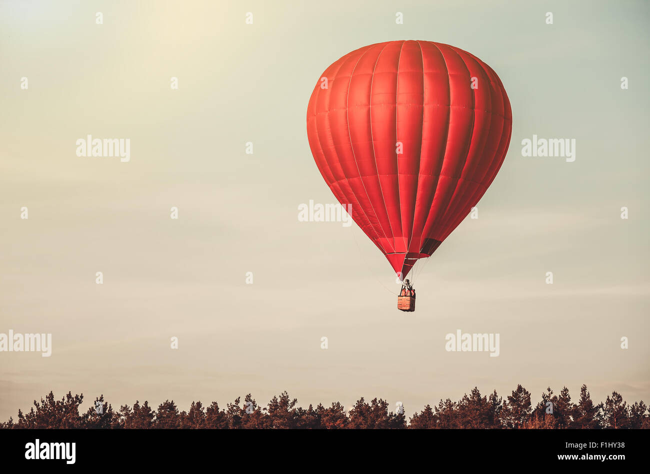 Red balloon in the  sky Stock Photo