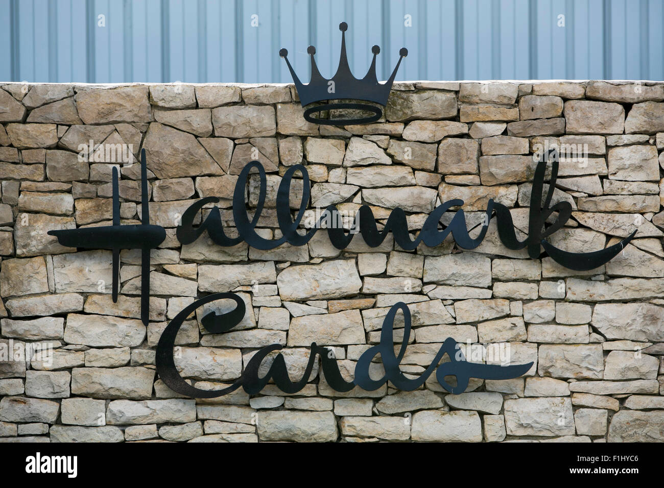 A logo sign outside of a facility occupied by Hallmark Cards in