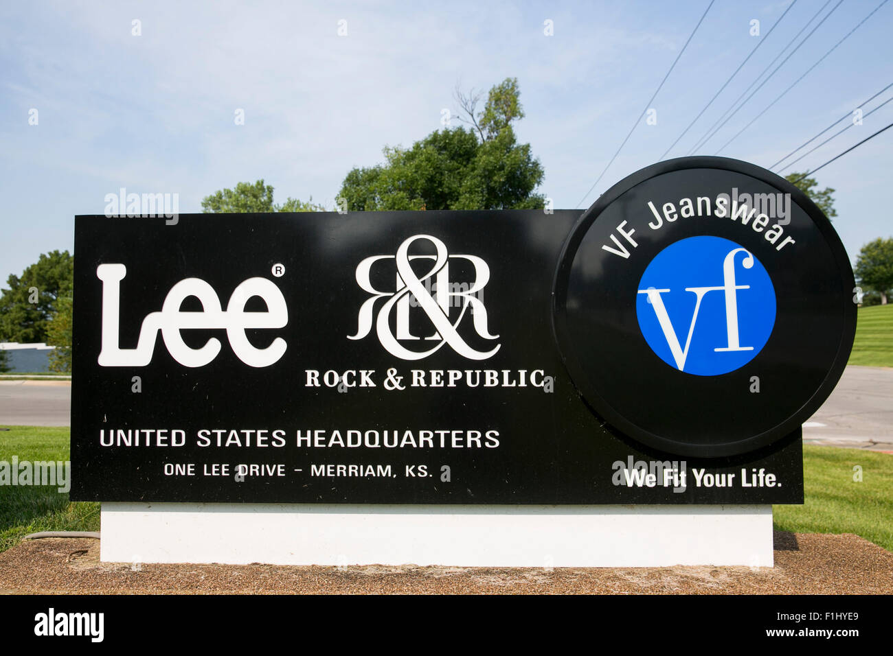 A logo sign outside the headquarters of Lee Jeans, a division of the VF  Corporation in Merriam, Kansas on August 23, 2015 Stock Photo - Alamy