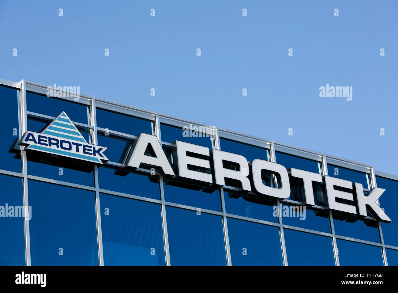 A logo sign outside of a facility occupied by Aerotek in Overland Park