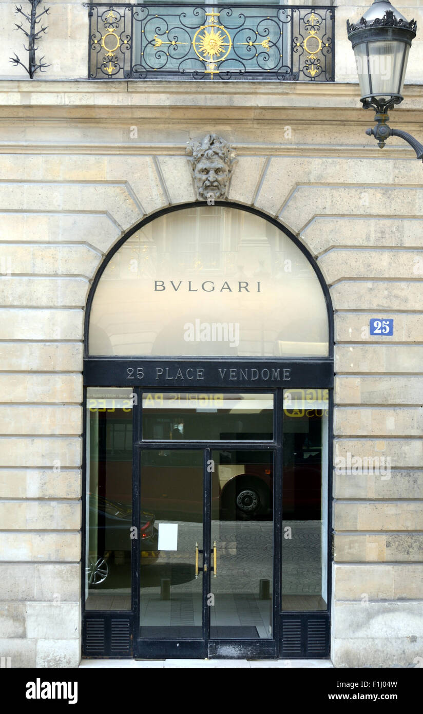 The Bvlgari store on 'Place Vendoke' in Paris. Stock Photo