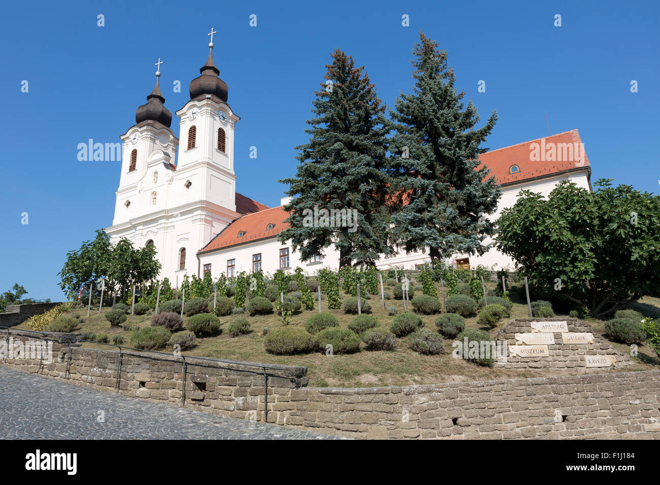 Tihany Abbey near Lake Balaton, Hungary Stock Photo