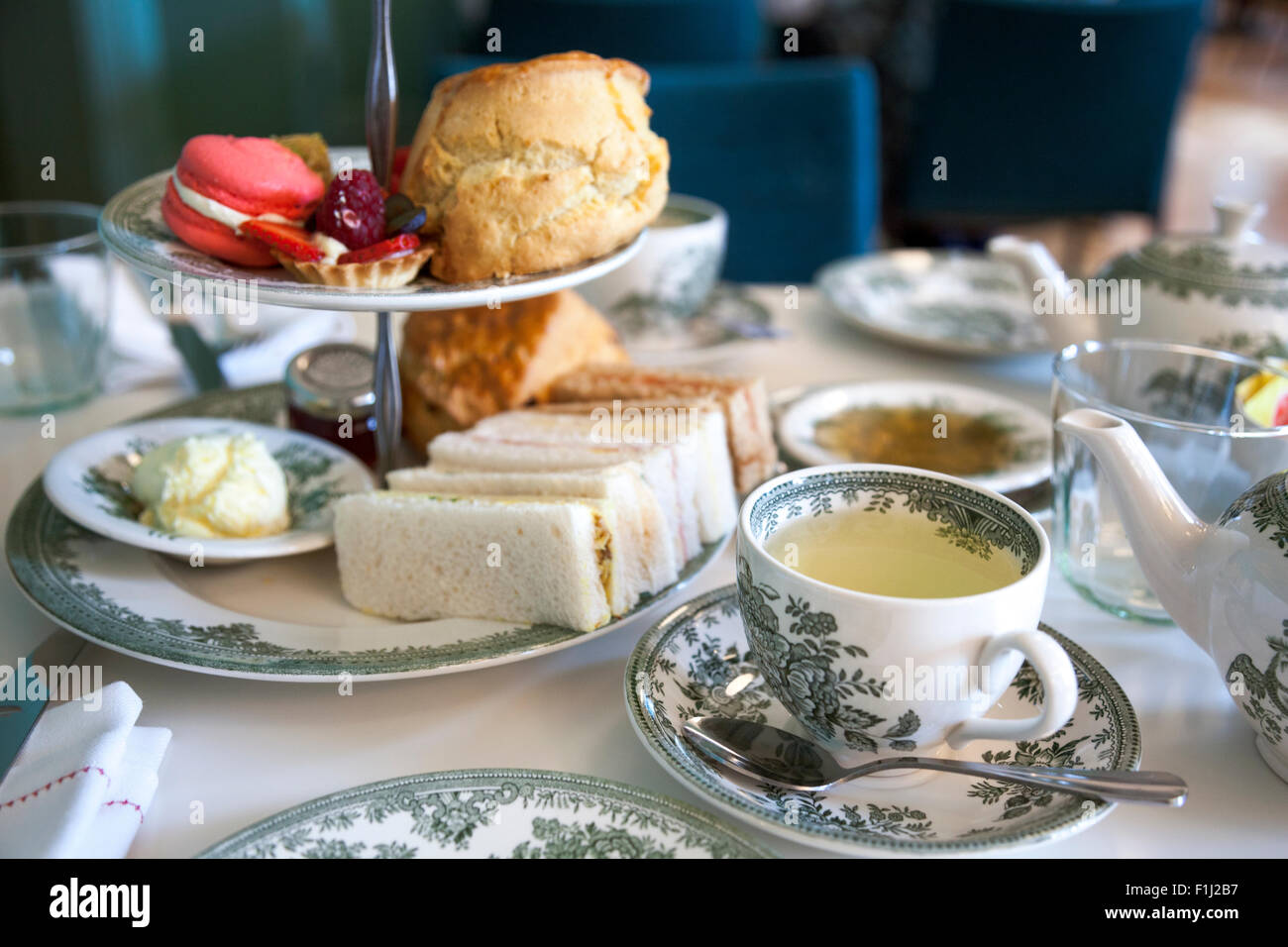 Traditional afternoon tea (at the Wellcome Collection, London) Stock Photo