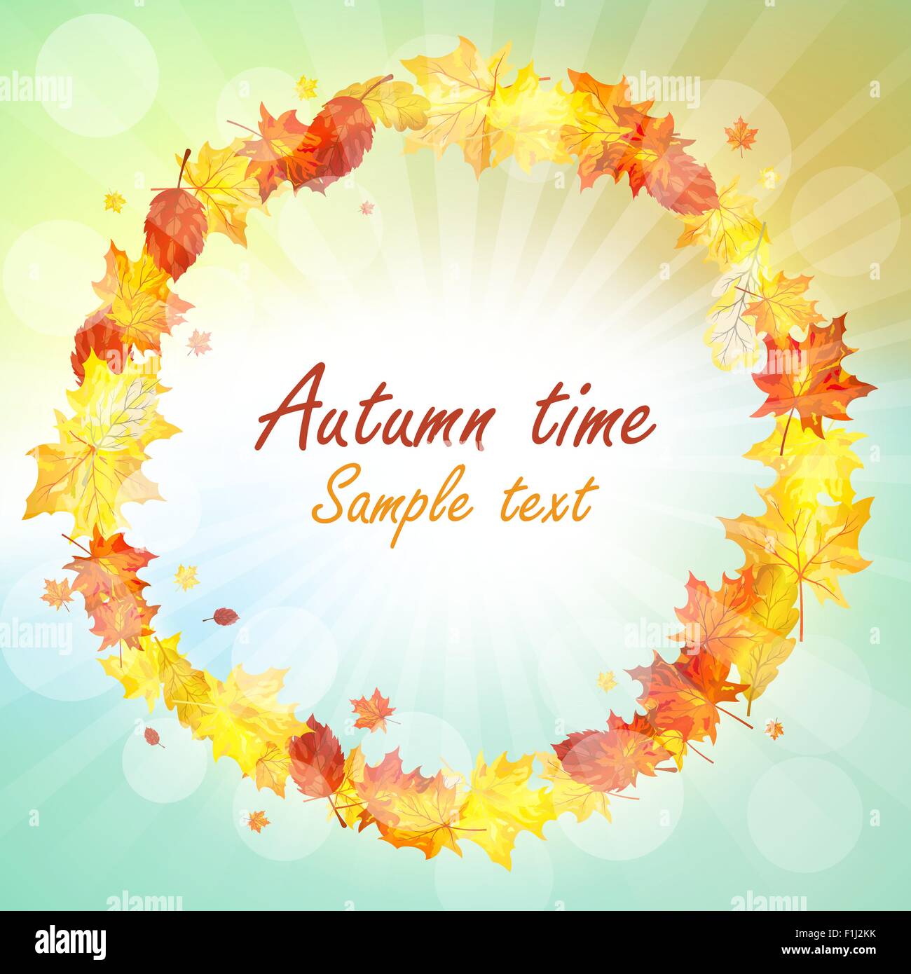 Autumn Frame With Falling Maple Leaves on Sky Background. Elegant ...