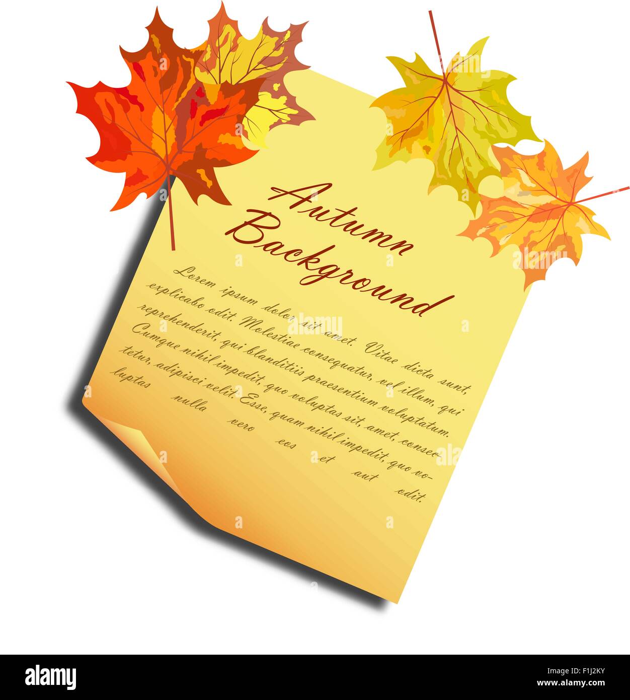 Notes Fall Background Autumn Frame With Note Paper and Pinned Maple Leaves on White ...