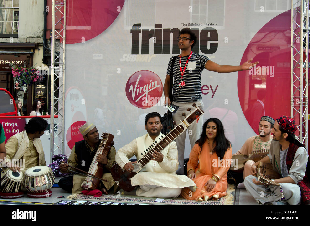 Indian sitar band performing a song from their show at the Edinburgh