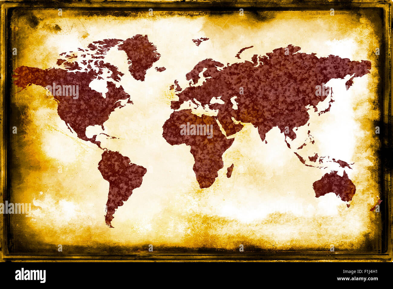 Map of the World. Old paper texture. Grunge effects Stock Photo - Alamy