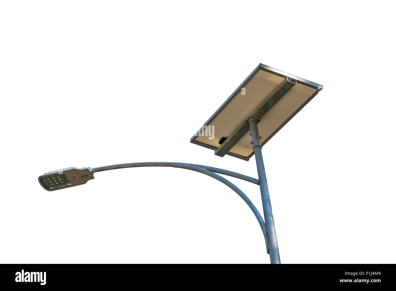 photovoltaic on street lamppost for powered street light on white background Stock Photo