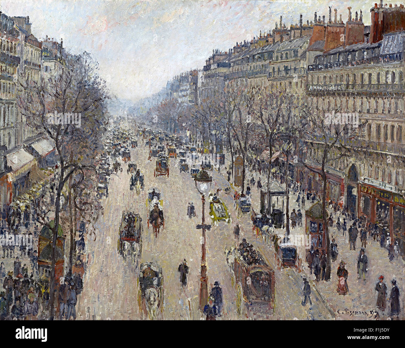 Camille Pissarro - Boulevard Montmartre, Morning, Cloudy Weather Stock Photo
