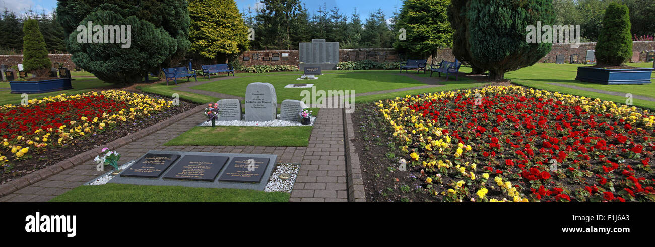 Wide shot of the Lockerbie PA103 memorial with names of the dead,in summer,Scotland,UK Stock Photo