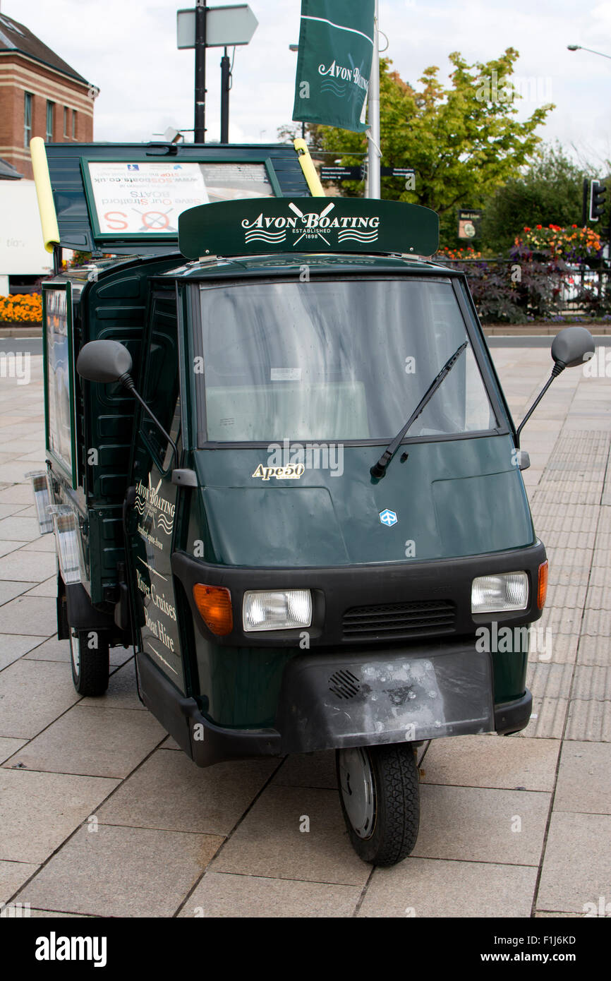 Piaggio Ape 50. Avon Boating advertising use, Stratford-upon-Avon, UK Stock Photo