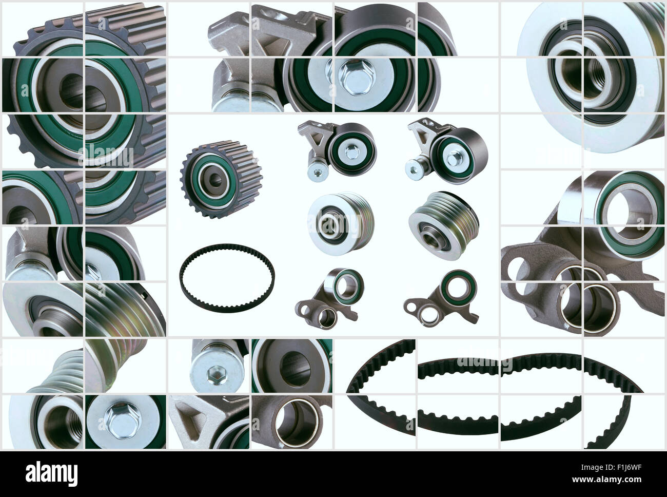 Rubber PV, gear belts and rollers for the car engine on a white background HD Stock Photo Alamy
