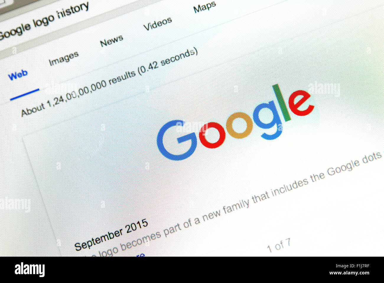 Google Logo - Redesign on September 2015 Stock Photo