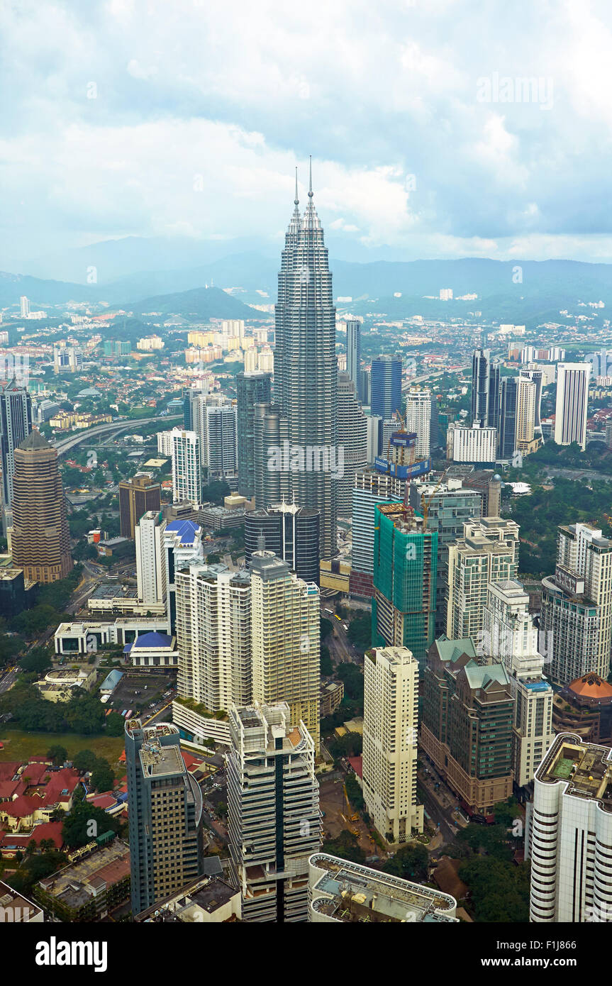 KUALA LUMPUR, MALAYSIA - NOVEMBER 17, 2010: downtown area of Kuala Lumpur with Petronas Twin Towers Stock Photo