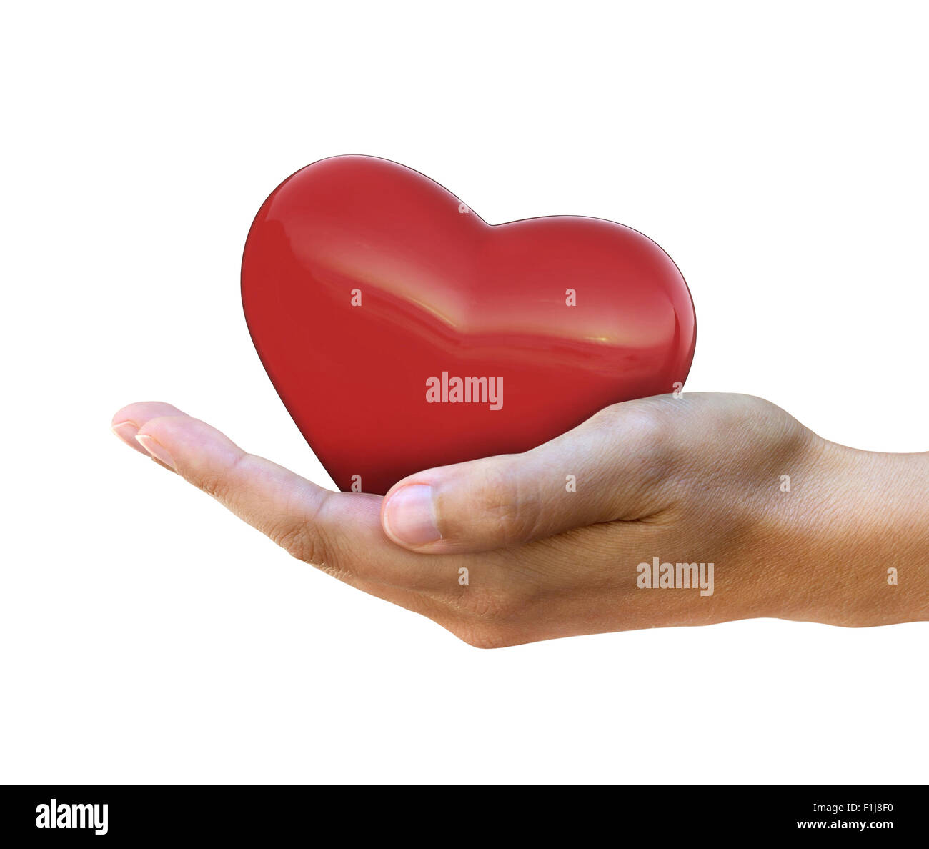 Conceptual image of heart in hand isolated over white Stock Photo