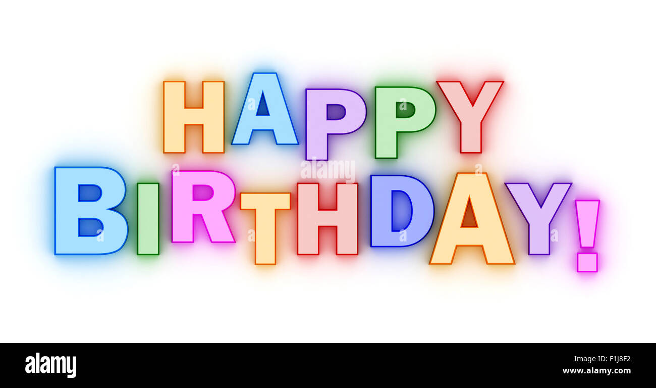 3d Render Illustration Happy Birthday On White Background Stock Photo Alamy