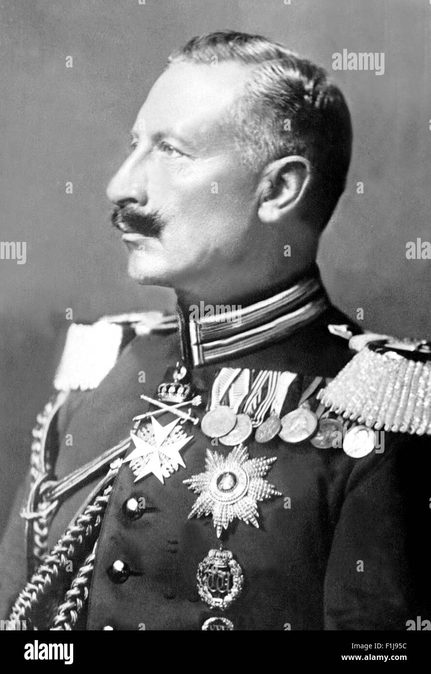 Kaiser Wilhelm II of Germany 1890–1914. Head and shoulders portrait of the Kaiser pictured between 1910 and 1914. Stock Photo