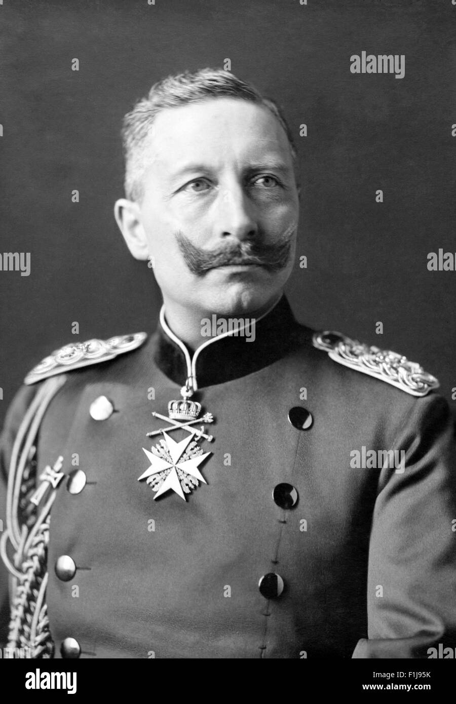 Kaiser Wilhelm II of Germany 1890–1914. Head and shoulders portrait of the Kaiser by the court photographer T. H. Voigt of Frankfurt, 1902. Stock Photo