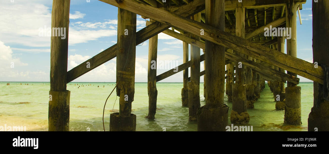 Pier in the Atlantic Ocean, Miami, Miami-Dade County, Florida, USA Stock Photo