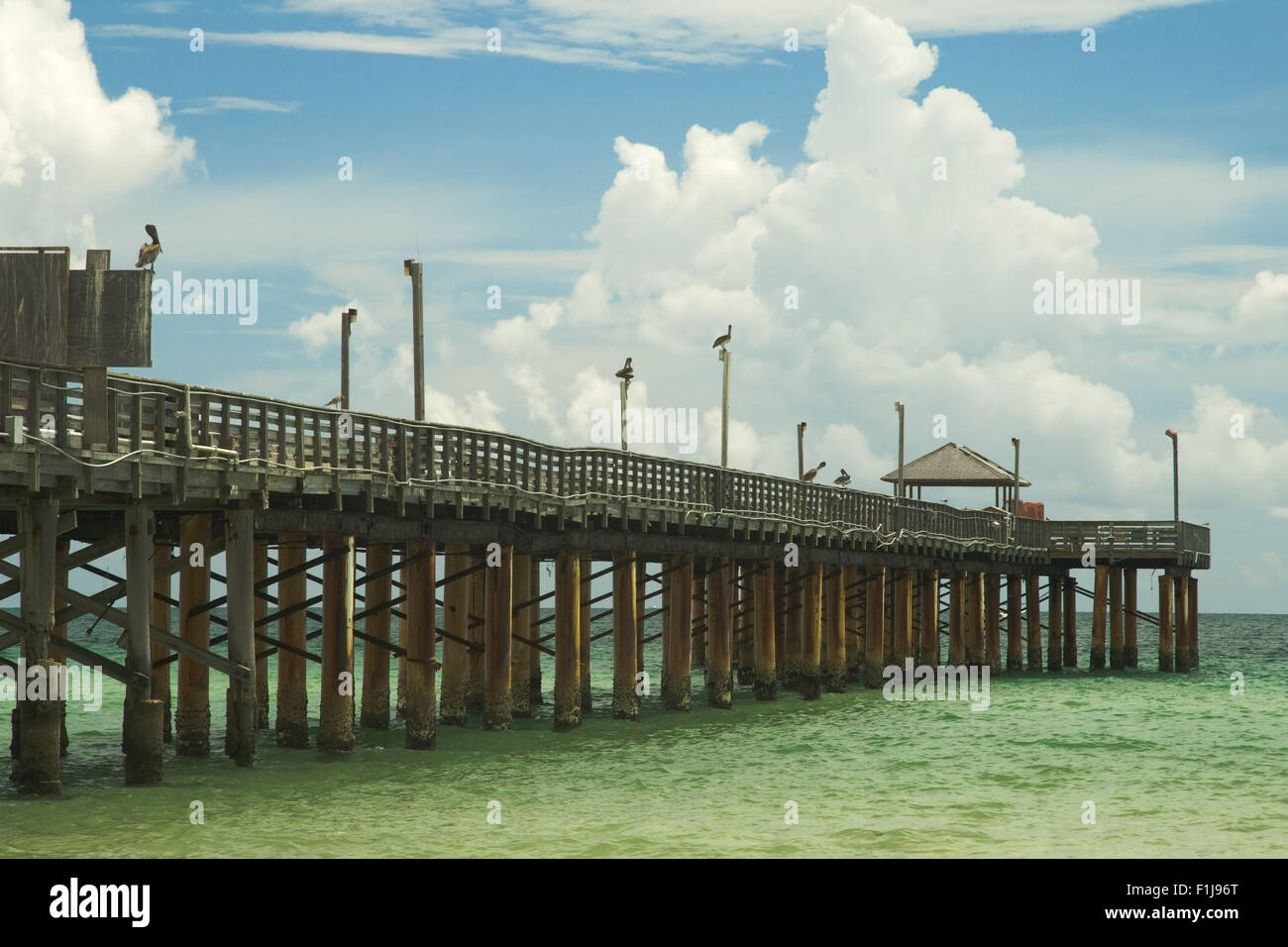 Pier in the Atlantic Ocean, Miami, Miami-Dade County, Florida, USA Stock Photo