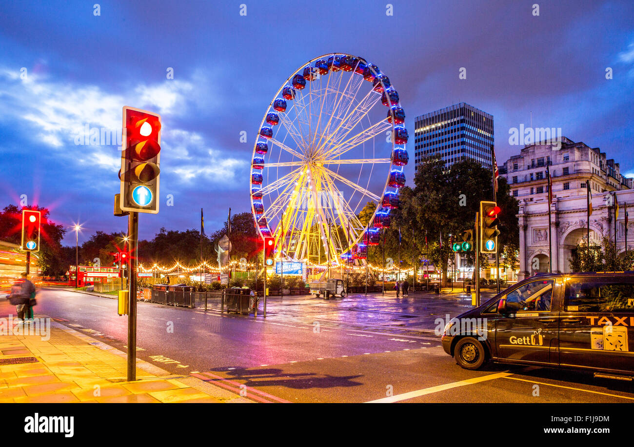 The Marble Arch Observation Wheel At Night London UK Stock Photo