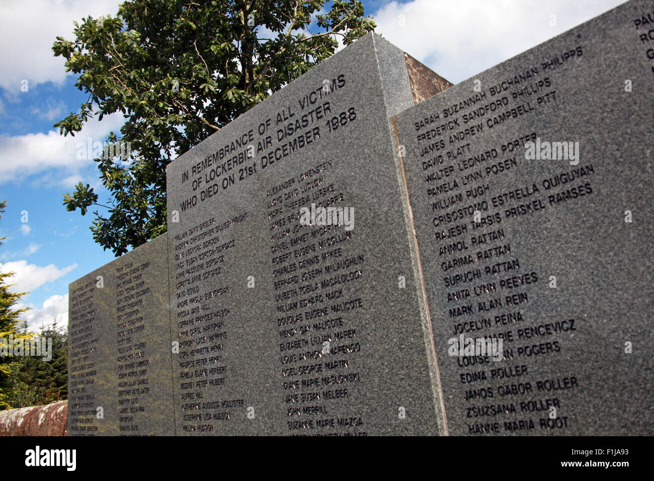 Lockerbie PanAm103 In Rememberance Memorial Names, Scotland Stock Photo