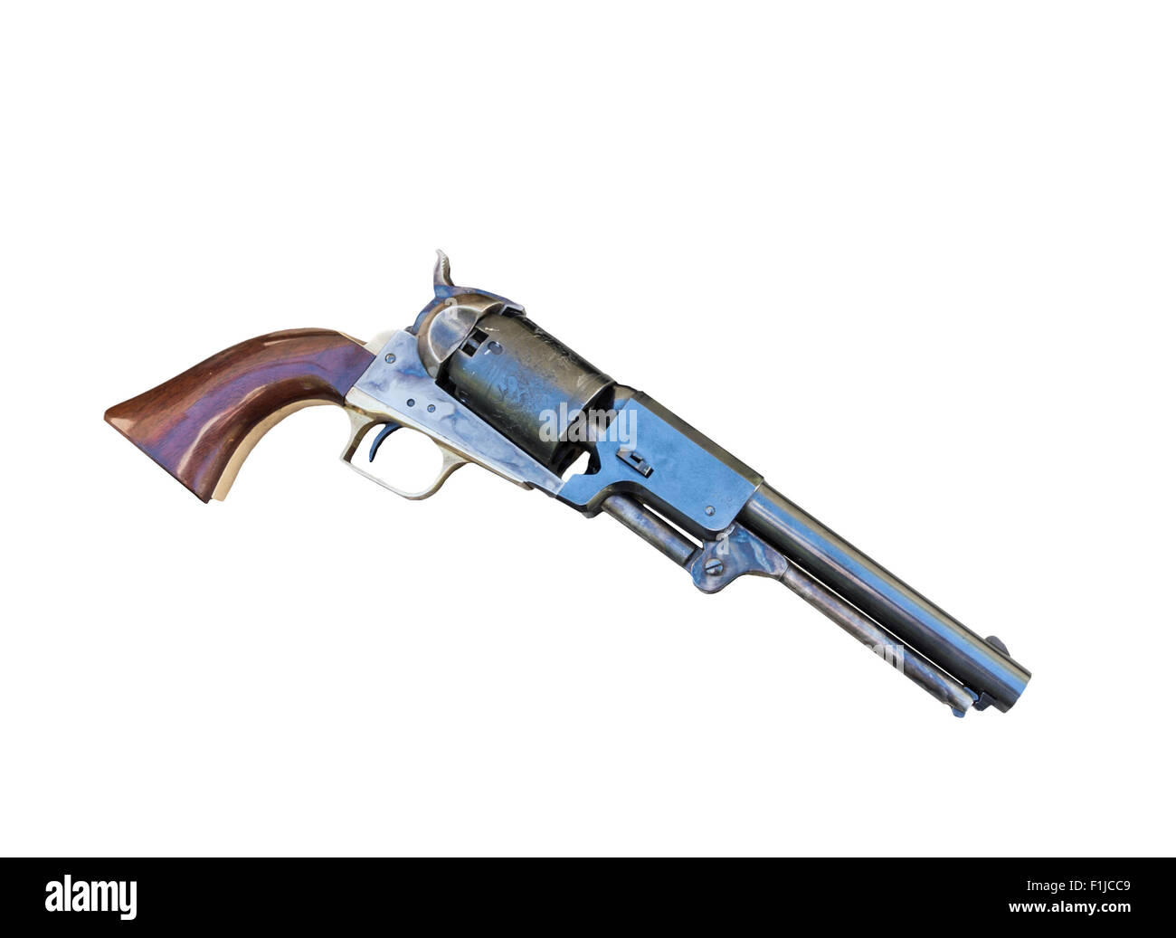 Antique Colt 1851 Navy revolver on a white background Stock Photo