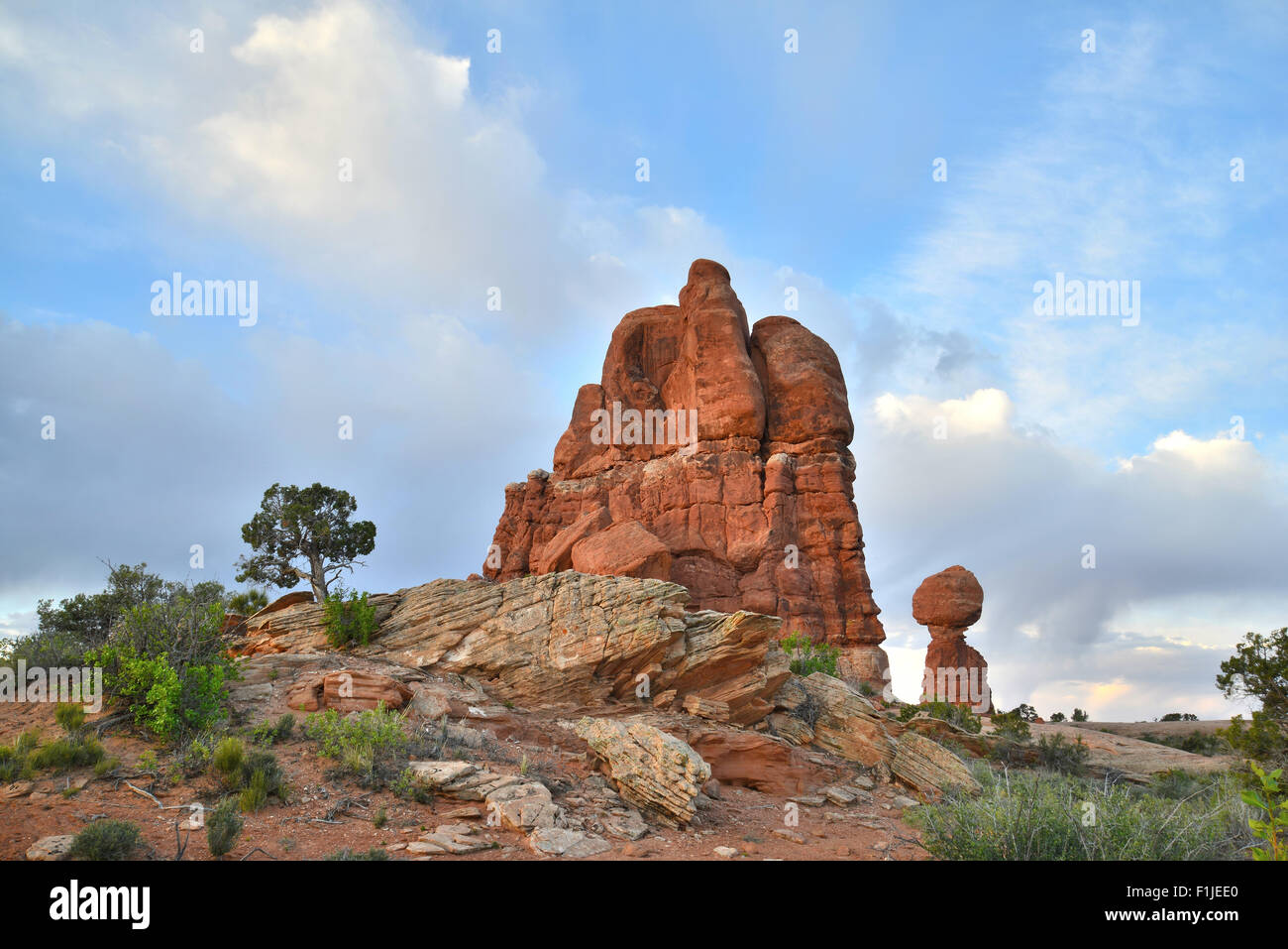 Balanced Rock section of Arches National Park Stock Photo