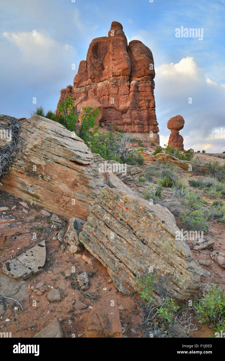Balanced Rock section of Arches National Park Stock Photo