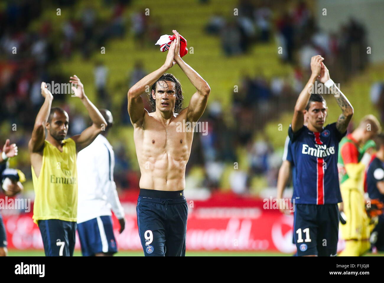 Edinson Cavani - 30.08.2015 - Monaco/PSG - 4eme journee de Ligue 1.Photo : Serge Haouzi/Icon Sport Stock Photo