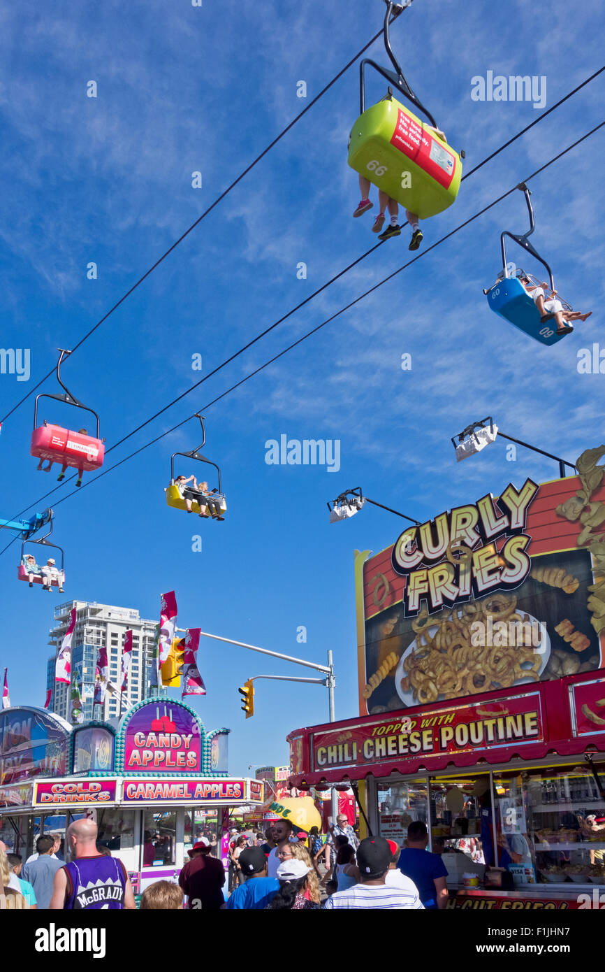 Sky Ride and food stands at the Canadian National Exhibition CNE in Toronto, Ontario Canada, summer 2015 Stock Photo