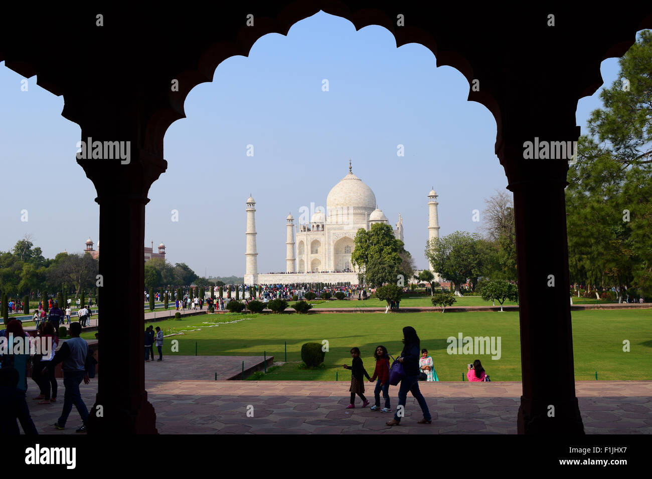 Taj Mahal India through the Architectural Arch Opening Taj Mahal at ...