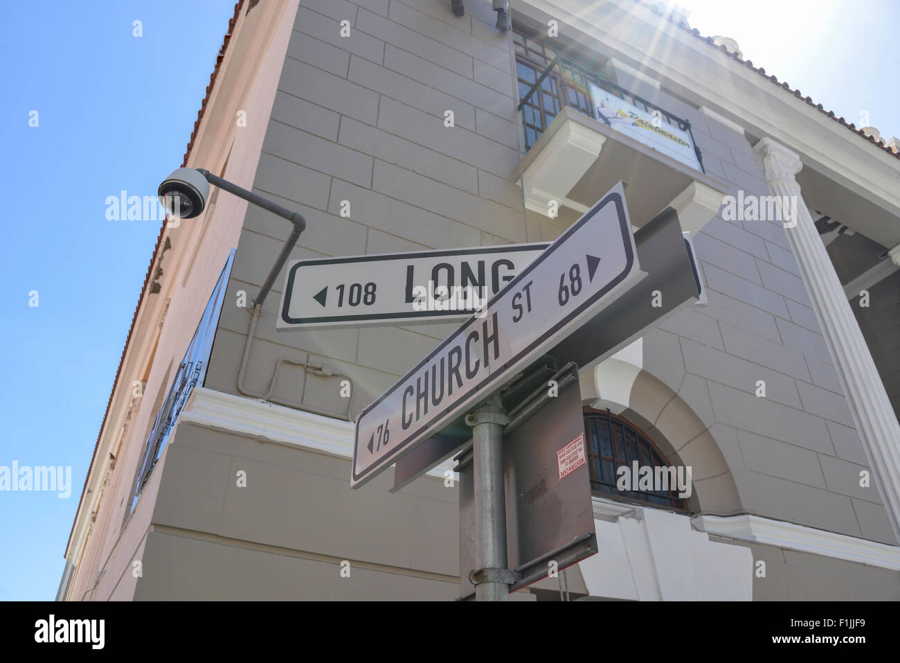 Street signs, cnr. Long and Church Street, CBD, Cape Town, Western Cape Province, Republic of South Africa Stock Photo