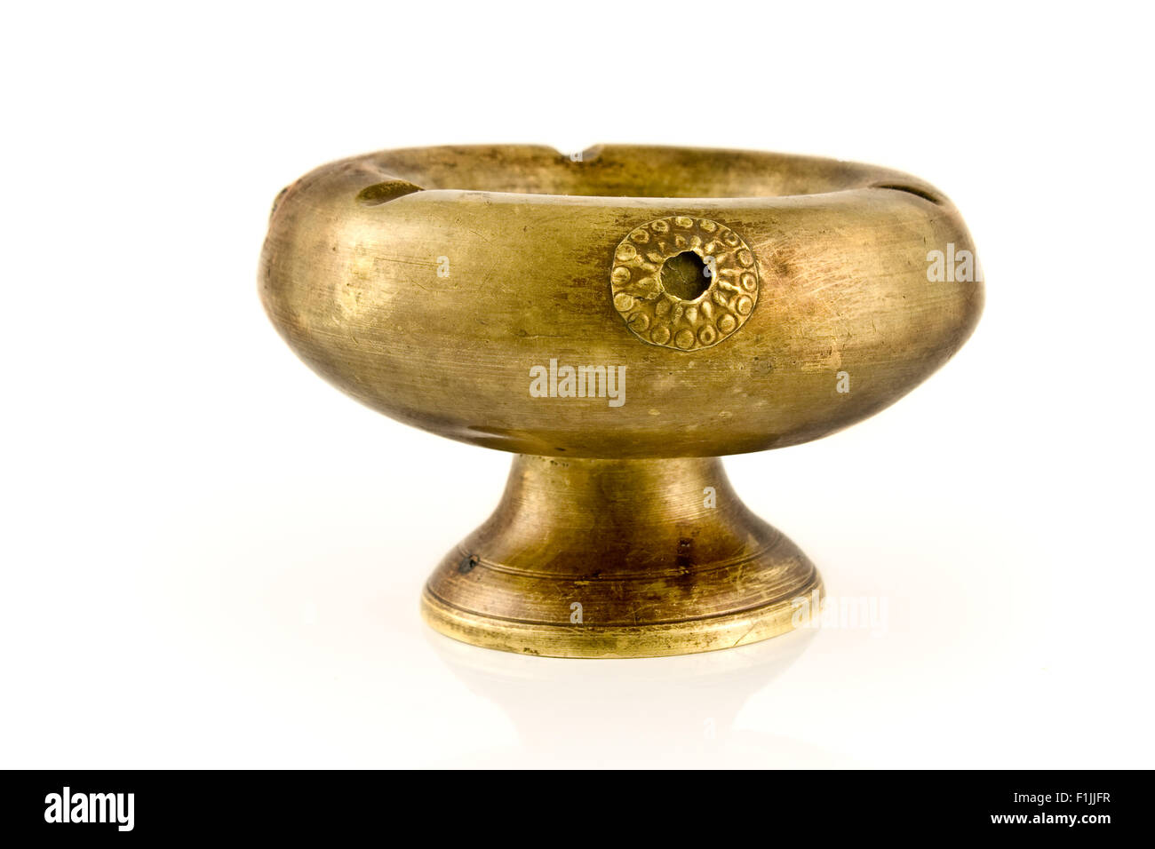Old antique brass ashtray isolated on white Stock Photo Alamy