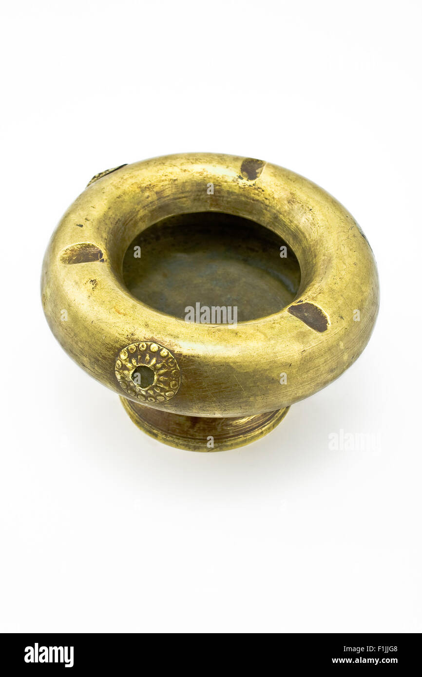 Old antique brass ashtray isolated on white Stock Photo Alamy
