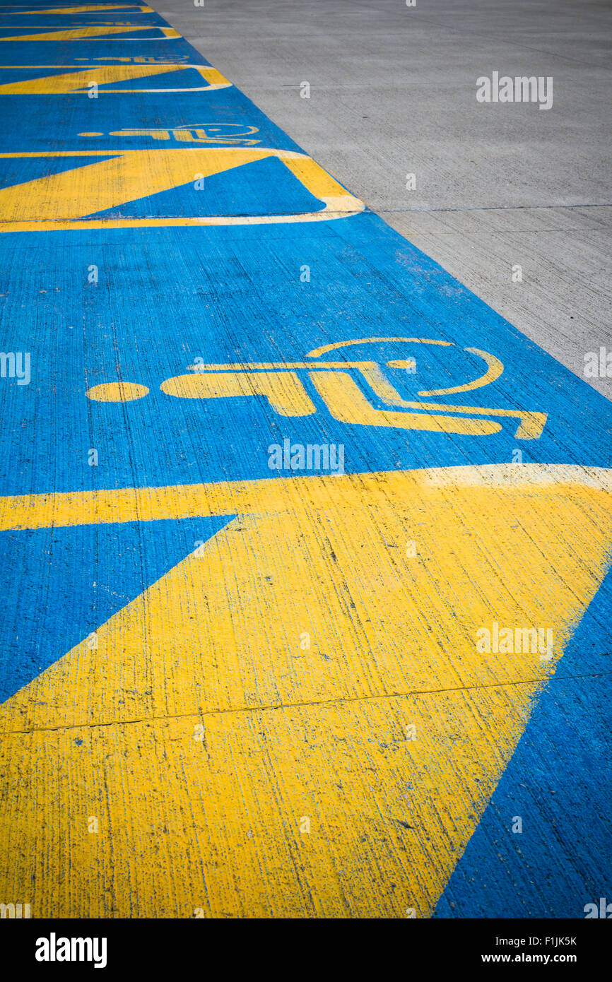 Some disabled parkings marked by special symbols Stock Photo Alamy