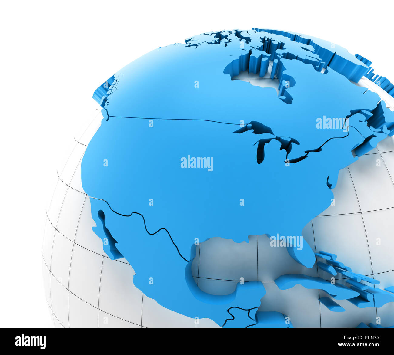 Globe of USA with national borders Stock Photo