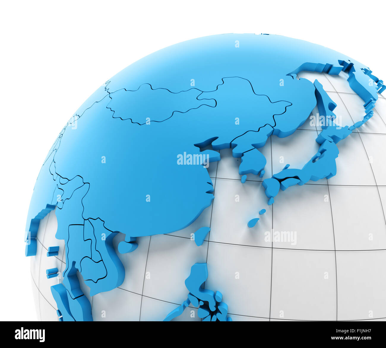 Globe of Asia with national borders Stock Photo