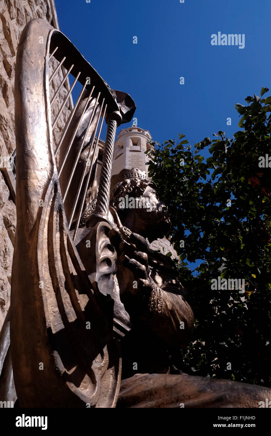 Sculpted figure of King David at the entrance to King David tomb in mout Zion old city East Jerusalem Israel Stock Photo