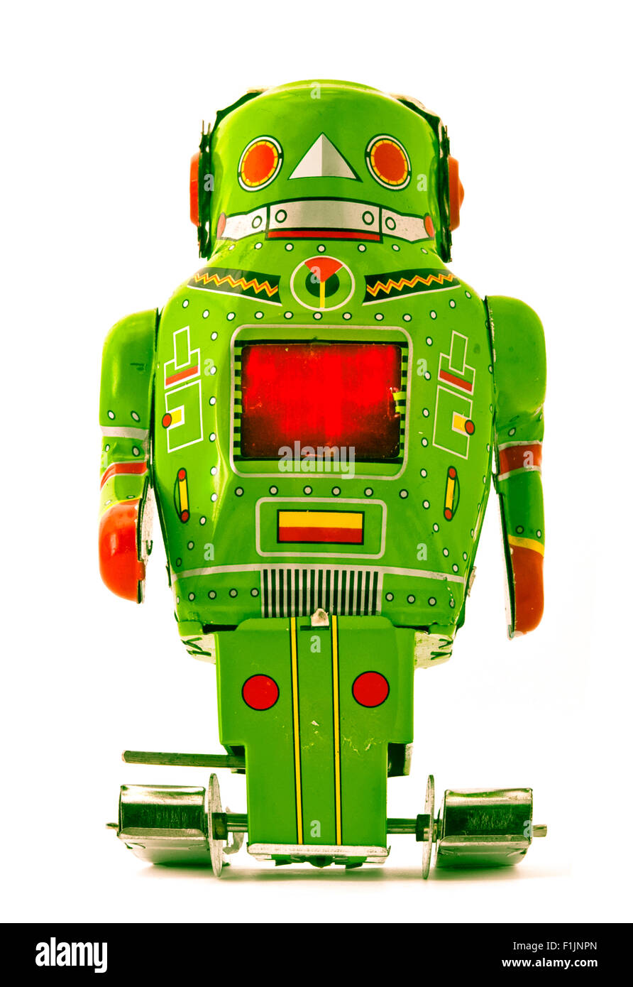 retro green robot toy Stock Photo