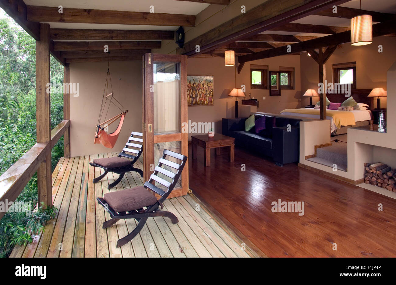 Bedroom with Patio Stock Photo