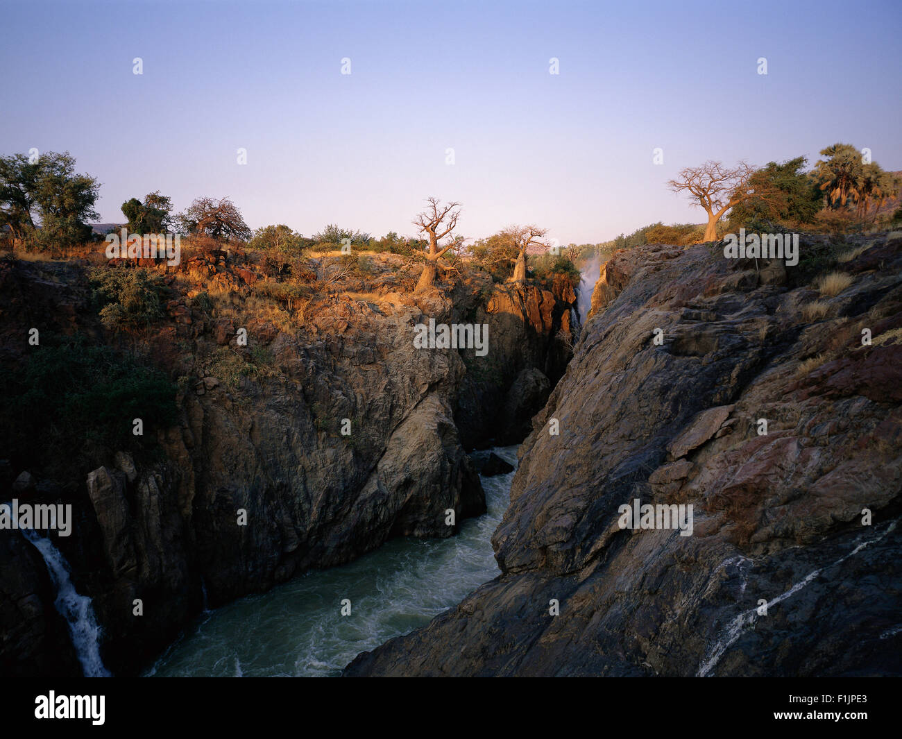 Landscape and Epupa Falls Kunene River, Namibia, Africa Stock Photo