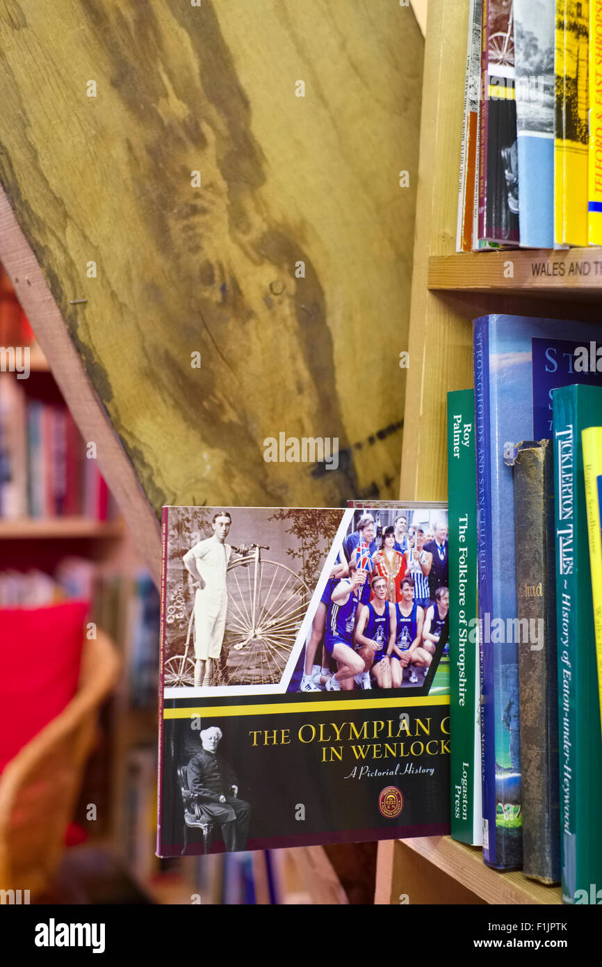 Olympic Games reference book in Much Wenlock Books, Shropshire. Stock Photo