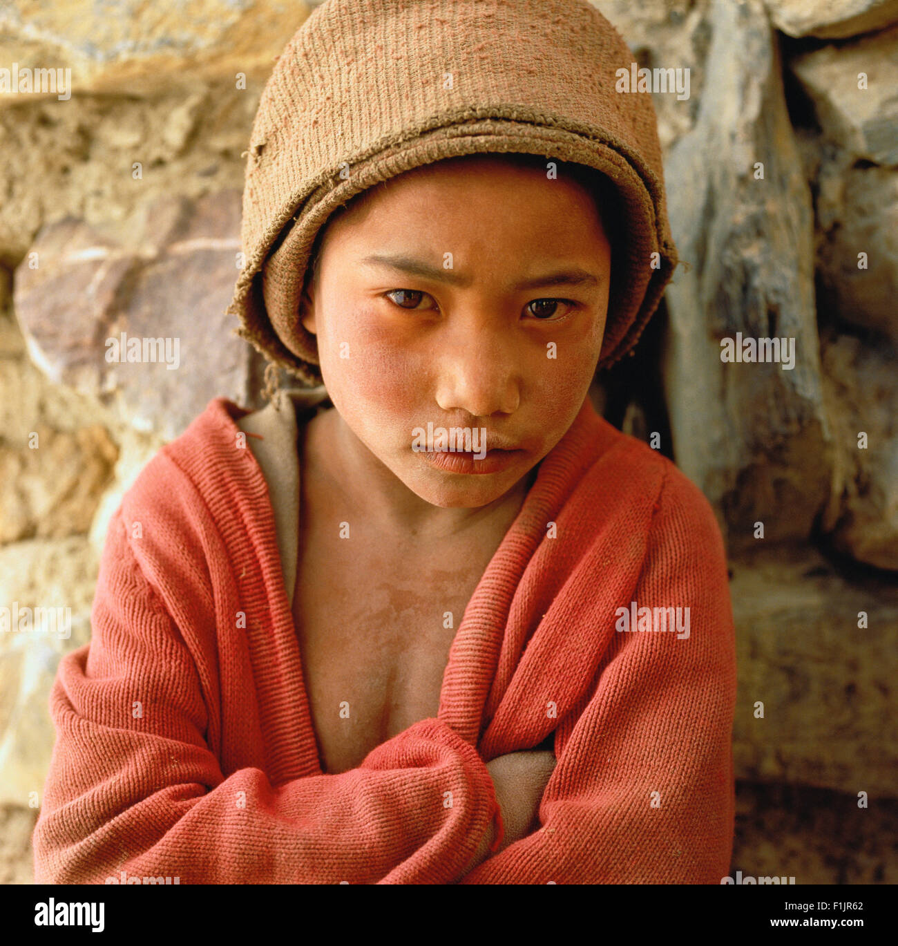 Portrait of Boy Ladakh, India Stock Photo